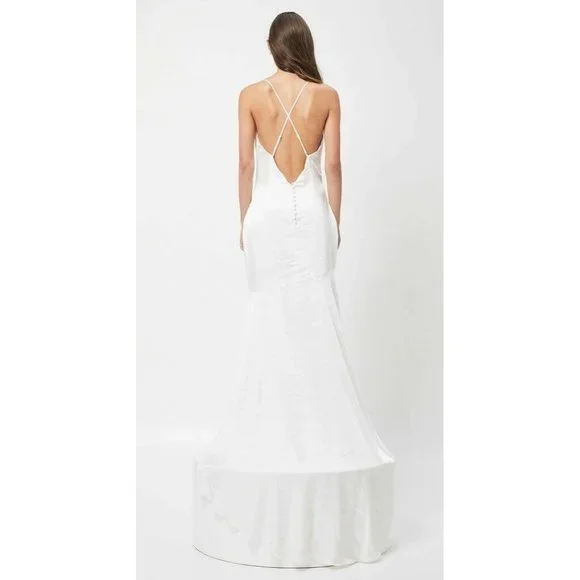 ELLIATT Skylar Dress White Satin Long Open Back Bride Wedding S NWT $220 - Picture 4 of 5
